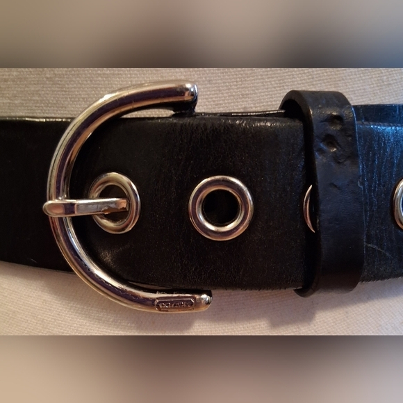 Vintage Coach Black Leather Thick Boho Preppt Casual Neutral Wide Belt 41in Victorian Gothic Faux Leather Corset Belt, Adjustable Buckle  main image 4